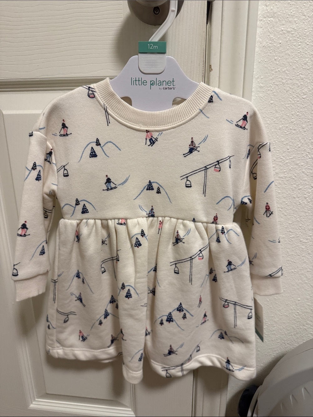 little planet by carter's Cream Ski-Print Kids Sweater Dress